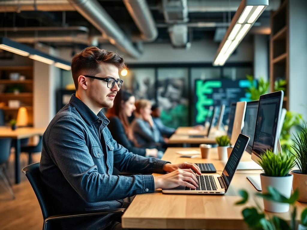 Jovem brasileiro trabalhando em startup em Berlim durante Working Holiday